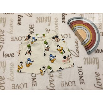   Zara 18-24 hó 92 cm  bézs, Plutó-Donald-Mickey mintás pamut  fiú rövidnadrág- újszerű,hibátlan