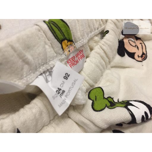 Zara 18-24 hó 92 cm  bézs, Plutó-Donald-Mickey mintás pamut  fiú rövidnadrág- újszerű,hibátlan