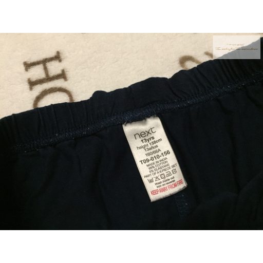 Next 13 év 158 cm sötétkék, szárán pici fodros pamut lány rövidnadrág - újszerű,hibátlan