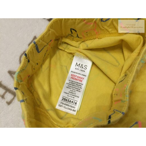 M§S 6-9 hó  72 cm 9 kg sárga, tengeri csillag és rák mintás pamut rövidnadrág- újszerű, hibátlan