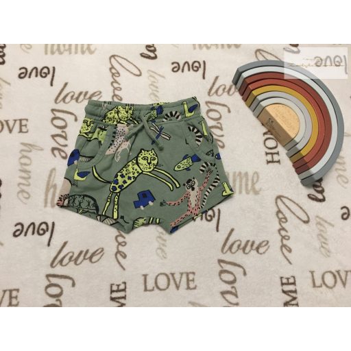 George 12  - 18 hó 86 cm zöld, tigris-majom-dinó mintás pamut fiú rövidnadrág - újszerű,hibátlan
