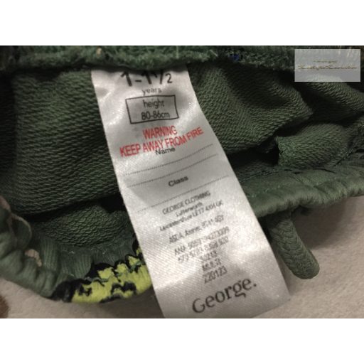 George 12  - 18 hó 86 cm zöld, tigris-majom-dinó mintás pamut fiú rövidnadrág - újszerű,hibátlan