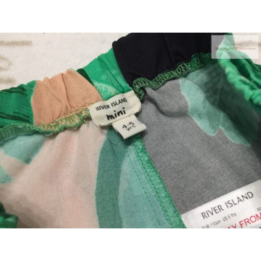 River Island 4-5 év 104-110 cm zöld levélmintás vékony pamut lány rövidnadrág -újszerű,hibátlan