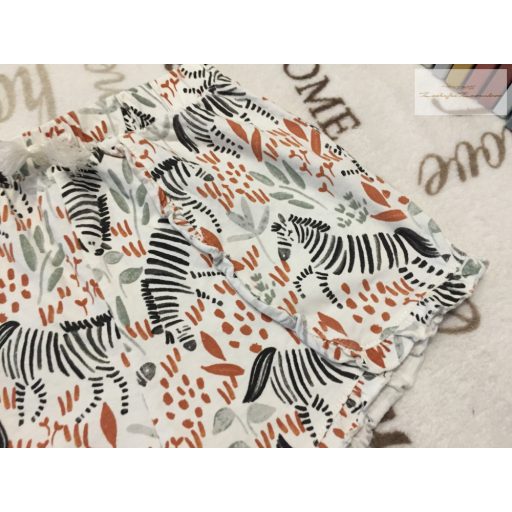 TU 6-7 év 116-122 cm zebra mintás - fodros, vékony pamut lány  rövidnadrág - újszerű,hibátlan