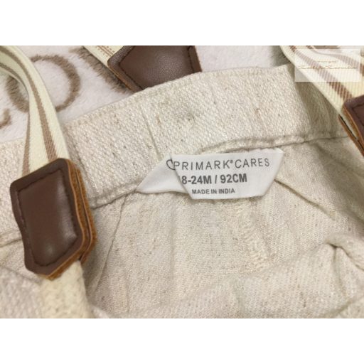 Primark 18- 24 hó 92 cm krém lenvászon fiú rövidnadrág húzentrógerrel- újszerű,hibátlan