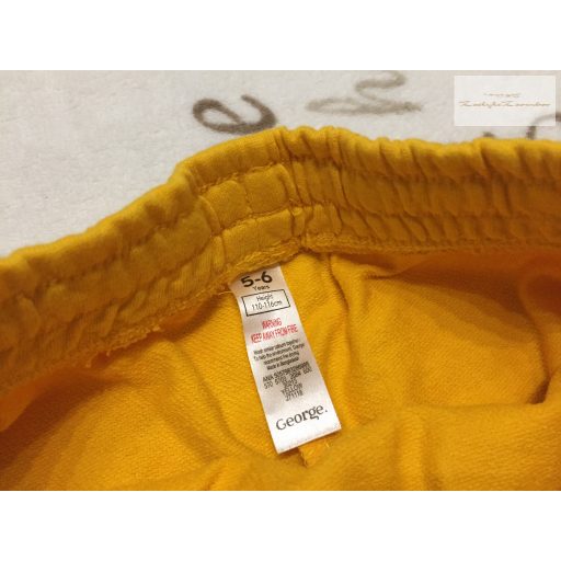 George 5 - 6 év 110 -116  cm sárga, elöl zsebes pamut fiú rövidnadrág-új, címkés