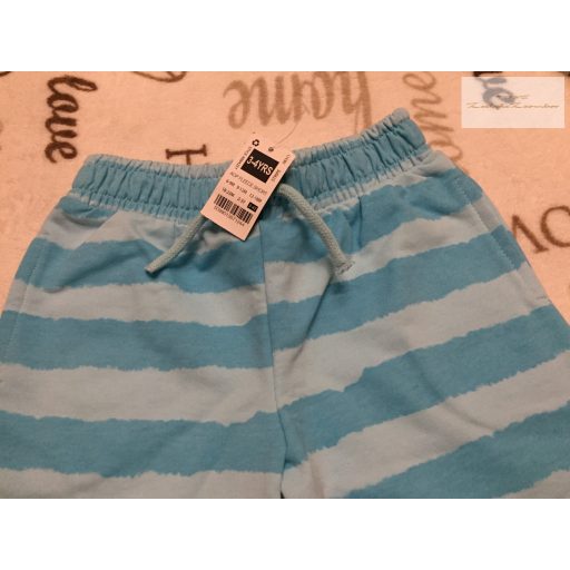 Dunnes 3-4 év 104 cm kék csíkos pamut fiú rövidnadrág  új, címkés