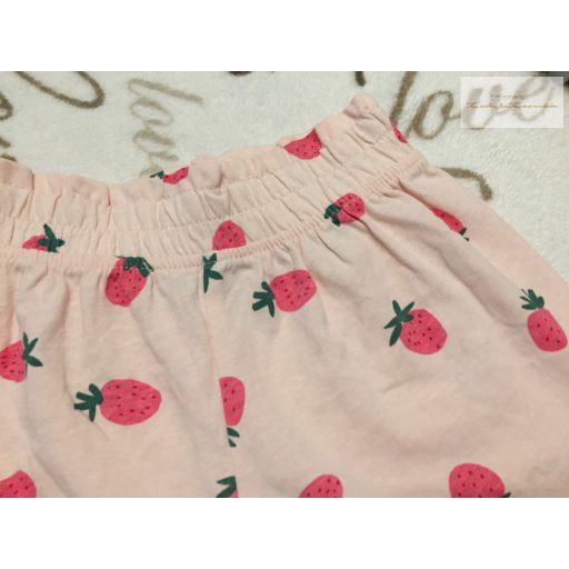 Primark 12- 18 hó 80 -86 cm rózsaszín, eper mintás vékony pamut lány rövidnadrág- új, szettet bontottam