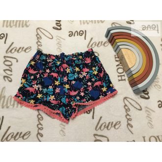   Primark 5-6 év 116 cm  flamingó és színes virágmintás vékony pamut  lány rövidnadrág - újszerű,hibátlan