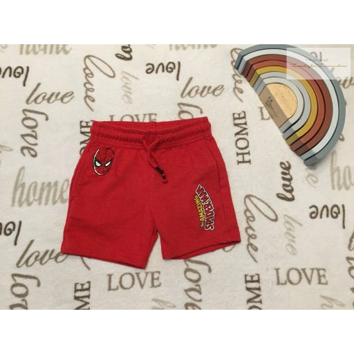 Marvel 18-24 hó 86-92 cm piros, Spiderman mintás pamut fiú rövidnadrág- újszerű,hibátlan