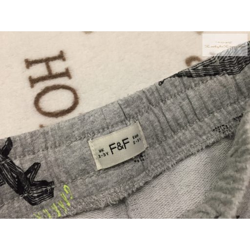 F§F 2-3 év 92-98 cm szürke, dinó mintás pamut fiú rövidnadrág -  újszerű, hibátlan
