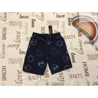   Dunnes 2 -3 év 98 cm kék, színes smiley fej  mintás puha pamut fiú rövidnadrág -  új, címkés