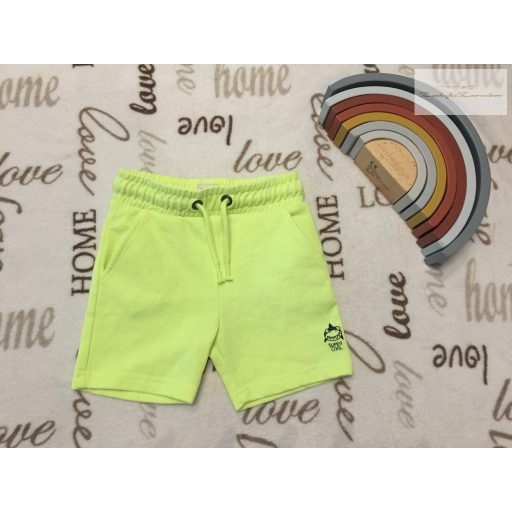 F§F 18-24 hó 92 cm zöld, szárán cápa mintás pamut fiú rövidnadrág-újszerű,hibátlan