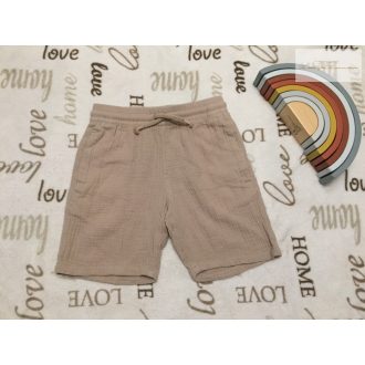   F§F 6-7  év 116-122 cm világosbarna vékony géz-pamut fiú rövidnadrág újszerű,hibátlan