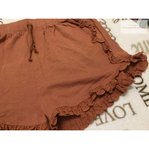 TU 14 év 164 cm tégla színű, pici fodros vékony pamut lány rövidnadrág - újszerű,hibátlan