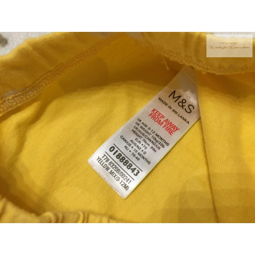 M§S 9-12 hó 74-80 cm sárga, fehér pöttyös pamut lány rövidnadrág-újszerű,hibátlan