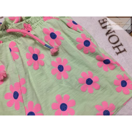 Matalan 13 év 158 cm zöld, rózsaszín virágmintás pamut lány rövidnadrág - újszerű,hibátlan