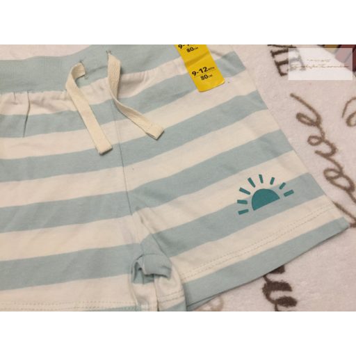 Primark 9-12 hó 74-80 cm csíkos, vékony pamut fiú rövidnadrág - új, címkés