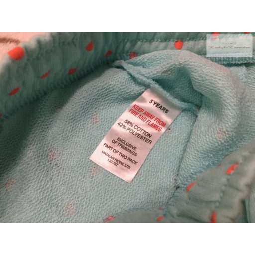Matalan 5 év 110 cm  narancssárga pöttyös, pamut lány rövidnadrág -újszerű,hibátlan