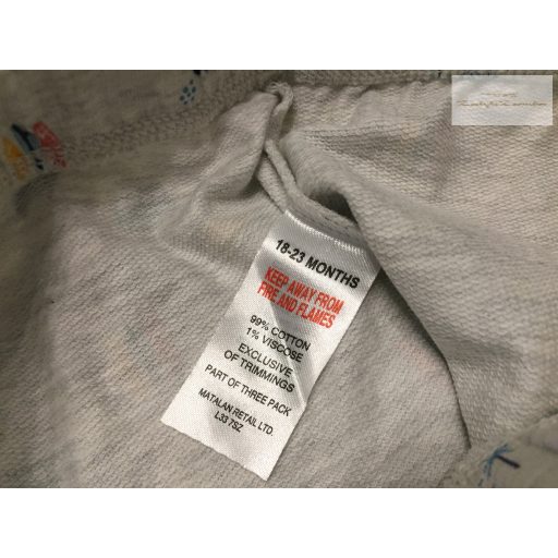 Matalan 18 - 23  hó 86 - 92 cm szürke, autó-teknős- nap mintás vékony pamut fiú rövidnadrág- új, szettet bontottam