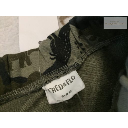 Fred§Flo 6-9 hó 68 - 74 cm  terep és dinó mintás pamut fiú rövidnadrág-- új, címkés