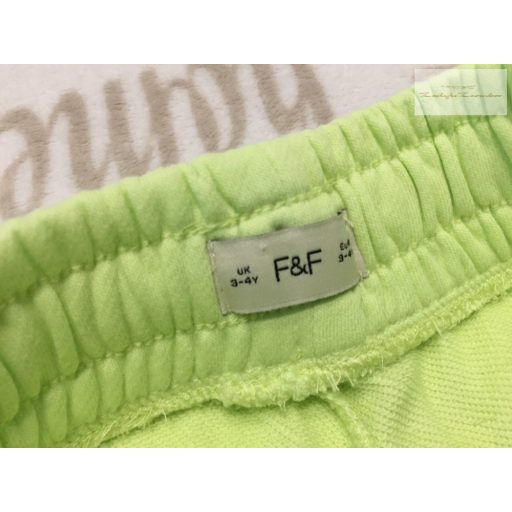 F§F 3-4 év 98-104 cm  világoszöld puha pamut fiú rövidnadrág- újszerű, hibátlan