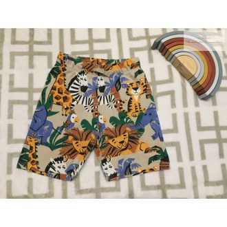   H§M 8-9 év 134 cm oroszlán-zebra-tigris - dzsungel mintás pamut fiú rövidnadrág újszerű,hibátlan