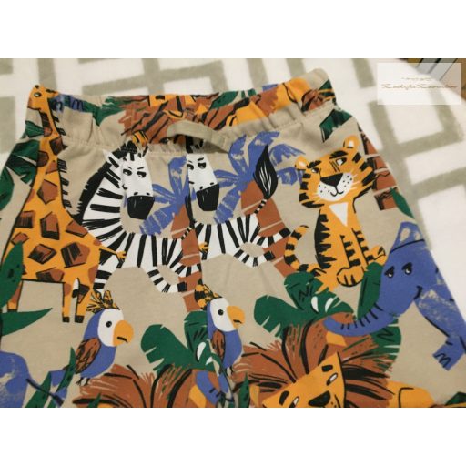H§M 8-9 év 134 cm oroszlán-zebra-tigris - dzsungel mintás pamut fiú rövidnadrág újszerű,hibátlan
