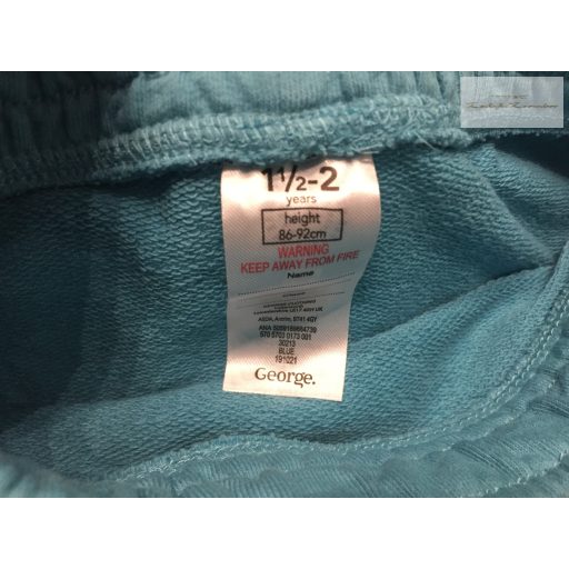 George 18  - 24 hó  86 - 92 cm  kék, dinó mintás pamut fiú rövidnadrág - újszerű,hibátlan
