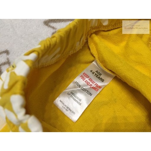 Matalan 4-5 év 104-110 cm sárga, fehér virágmintás pamut lány rövidnadrág - új, szettet bontottam