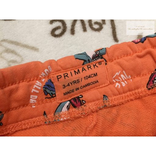 Primark 3-4 év 98-104 cm narancssárga, cápa mintás pamut fiú rövidnadrág - újszerű,hibátlan