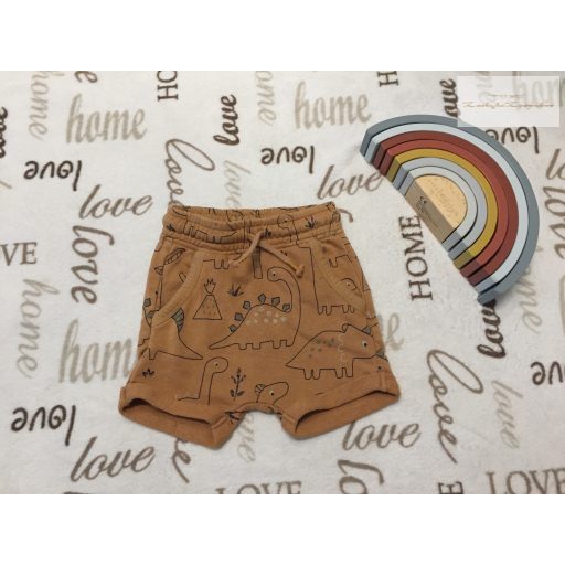 George 18  - 24 hó  86 - 92 cm barna, dinó  mintás pamut fiú rövidnadrág-újszerű,hibátlan