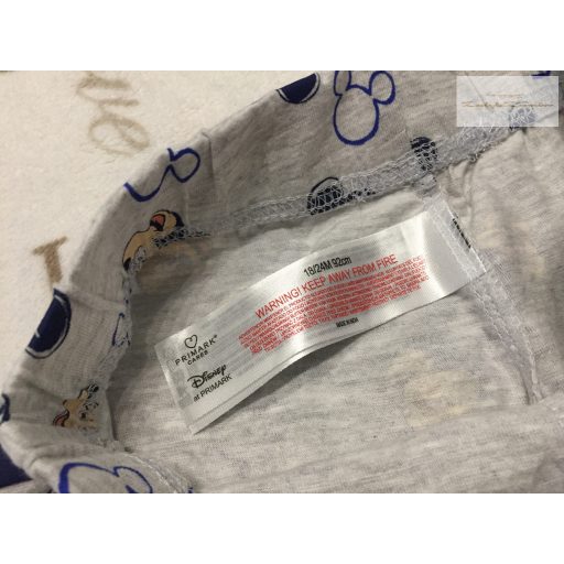 Disney at Primark 18  - 24 hó 86 - 92 cm szürke, Mickey mintás vékony pamut fiú rövidnadrág - újszerű,hibátlan