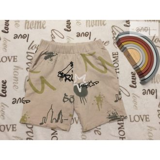   Matalan 11 év 146 cm  tejeskávé alapon khaki-fekete mintás pamut fiú rövidnadrág - újszerű,hibátlan