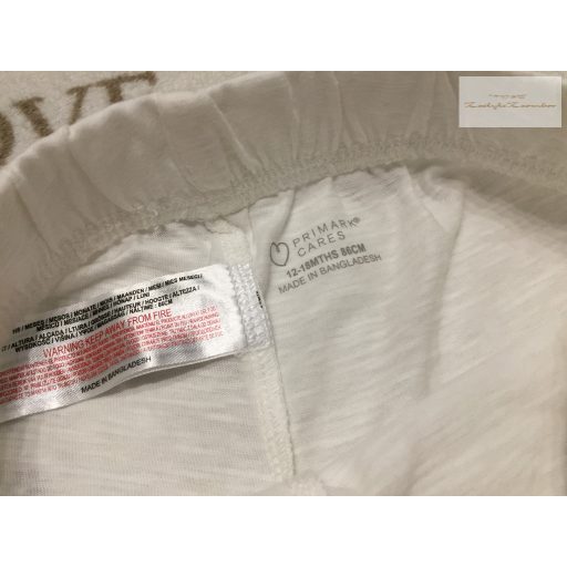 Primark 12 -18 hó 86 cm fehér, szárán pici fodros pamut lány rövidnadrág új, szettet bontottam