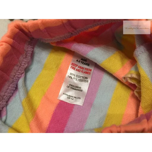 Matalan 4-5  év   104 - 110 cm színes csíkos, pici fodros pamut lány rövidnadrág  - újszerű,hibátlan