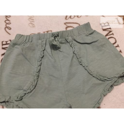 TU 3-4 év 98-104 cm khaki, pici fodros vékony  pamut lány rövidnadrág- újszerű,hibátlan