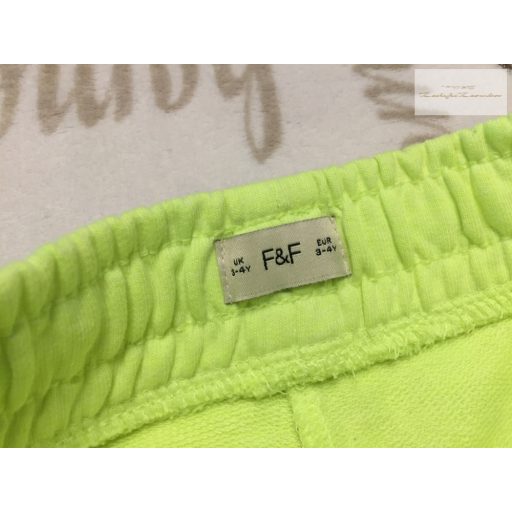 F§F 3-4 év 98-104  cm UV sárgászöld  pamut fiú rövidnadrág- újszerű, hibátlan