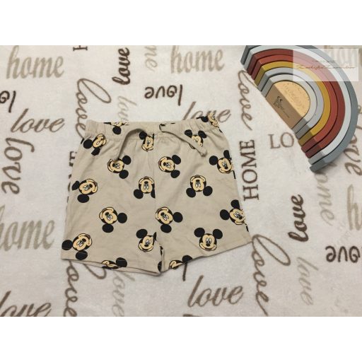 18-24 hó 86-92 cm tejeskávé alapon Mickey mintás vékony pamut  fiú rövidnadrág  újszerű,hibátlan
