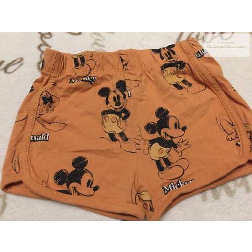 Disney at George 12 - 18  hó 80 -86  cm barna, Mickey  mintás vékony pamut fiú rövidnadrág- újszerű,hibátlan
