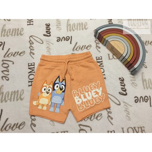 George 18  - 24 hó  86 - 92 cm  narancssárga, Bluey-Bingo mintás pamut fiú rövidnadrág - új, szettet bontottam