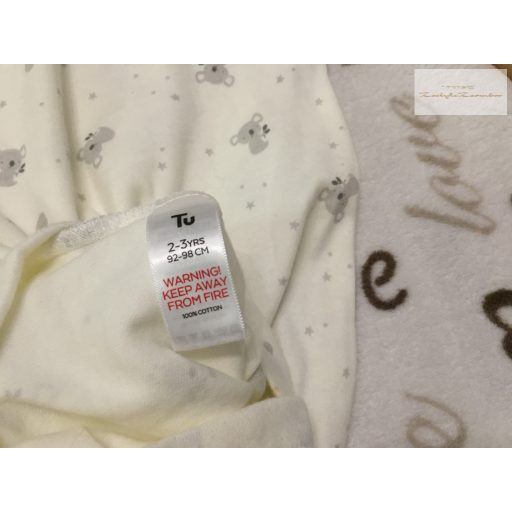 TU 2- 3 év 92 -98 cm fehér, szürke koala mintás pamut body új, szettet bontottam