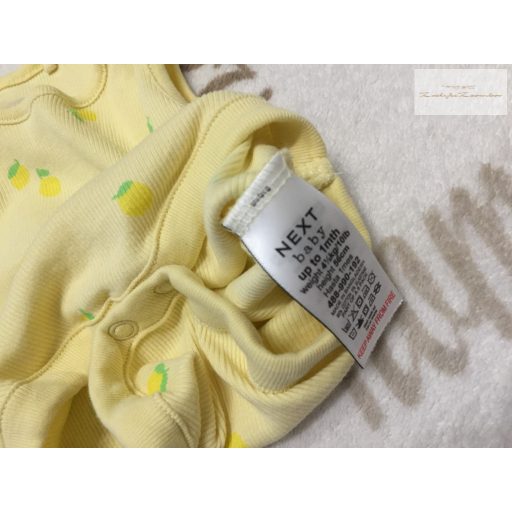 Next up to 1 month 4,5 kg  sárga, citrom mintás pamut lány body- újszerű,hibátlan