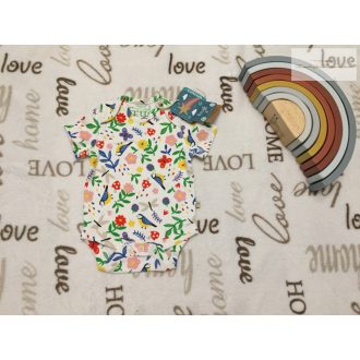   Frugi újszülött 50-56 cm színes virágmintás pamut lány body - új, címkés