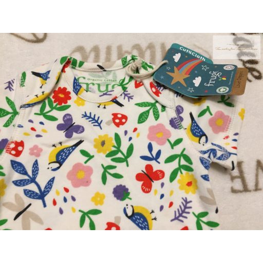 Frugi újszülött 50-56 cm színes virágmintás pamut lány body - új, címkés