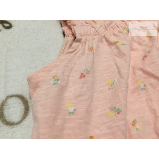 Primark 12- 18 hó 80 -86 cm rózsaszín, apró színes virágmintás pamut lány body/ napozó - újszerű,hibátlan