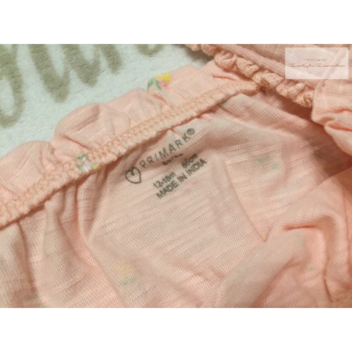 Primark 12- 18 hó 80 -86 cm rózsaszín, apró színes virágmintás pamut lány body/ napozó - újszerű,hibátlan