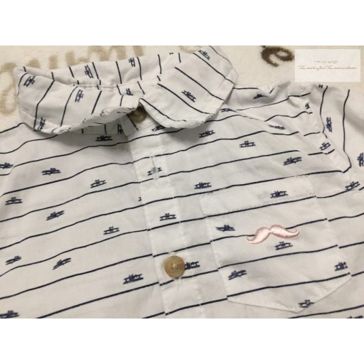 Little Gent 3-6 hó 68 cm fehér apró mintás fiú ing-body - újszerű,hibátlan