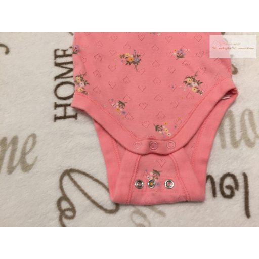 Primark 3-6 hó 62-68 cm rózsaszín virágmintás állítható patentos pamut lány body - újszerű,hibátlan