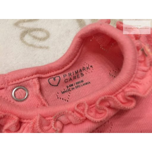 Primark 3-6 hó 62-68 cm rózsaszín virágmintás állítható patentos pamut lány body - újszerű,hibátlan